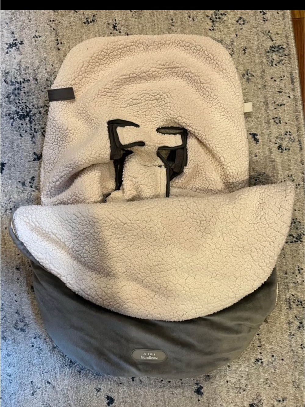 Bundleme Cozy Sherpa Stroller Seat Liner - Cream & Gray